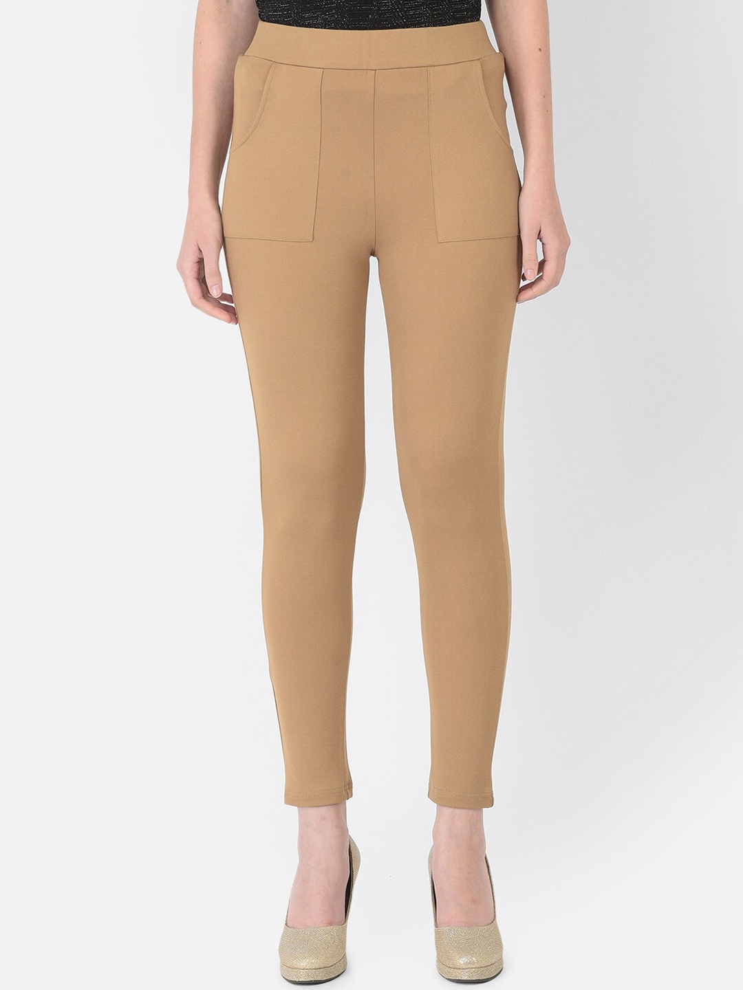 

Latin Quarters Women Beige Solid Ankle Length Leggings