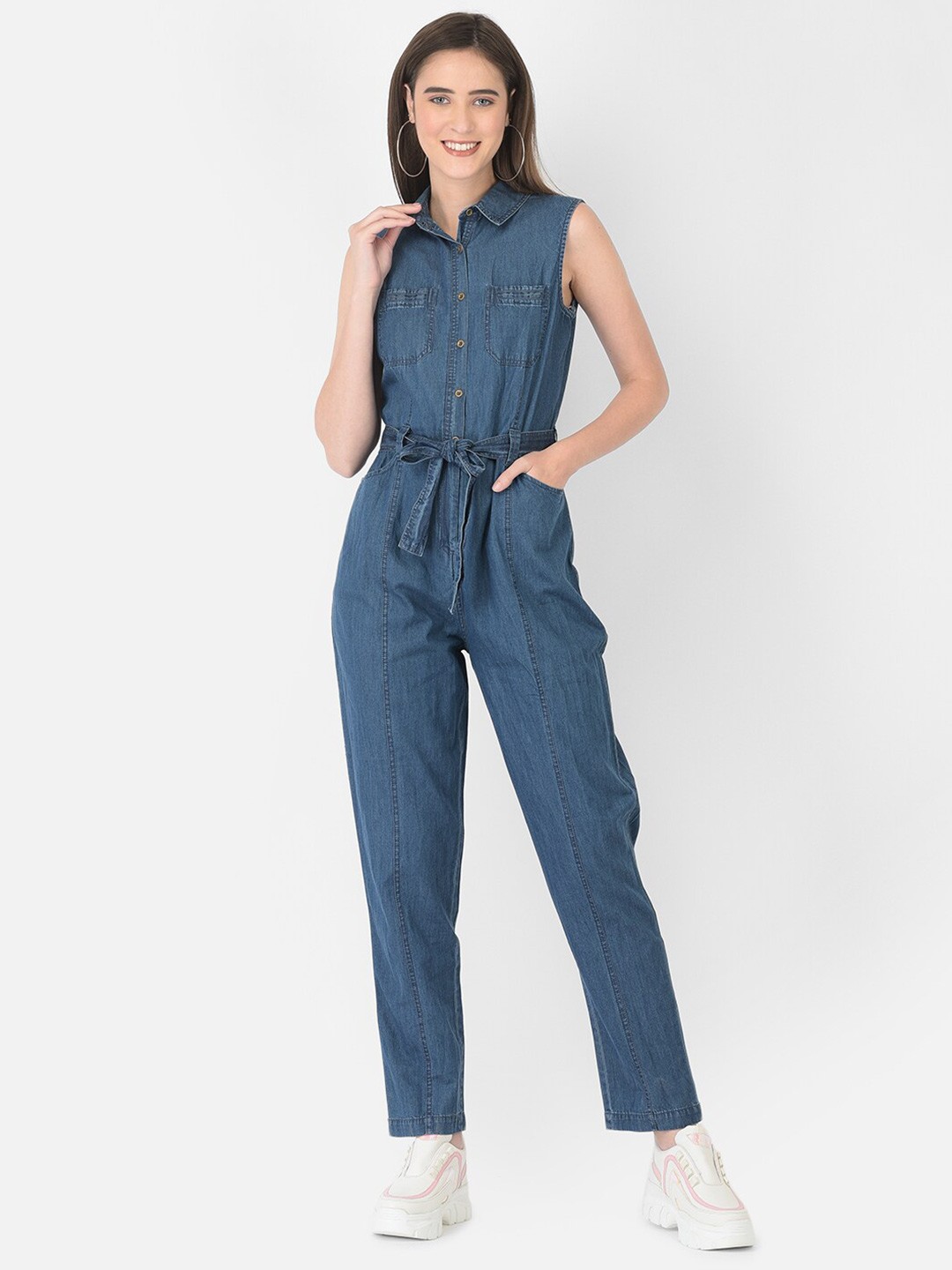 

Latin Quarters Blue Cotton Basic Jumpsuit