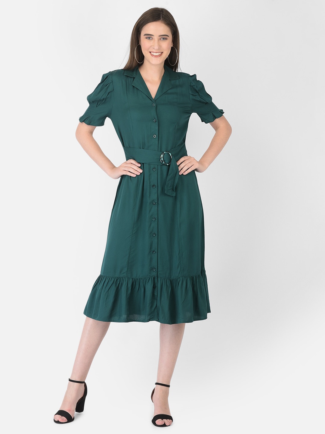 

Latin Quarters Women Green Shirt Midi Dress