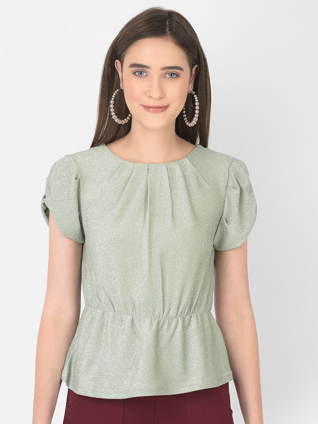 

Latin Quarters Green Cinched Waist Top
