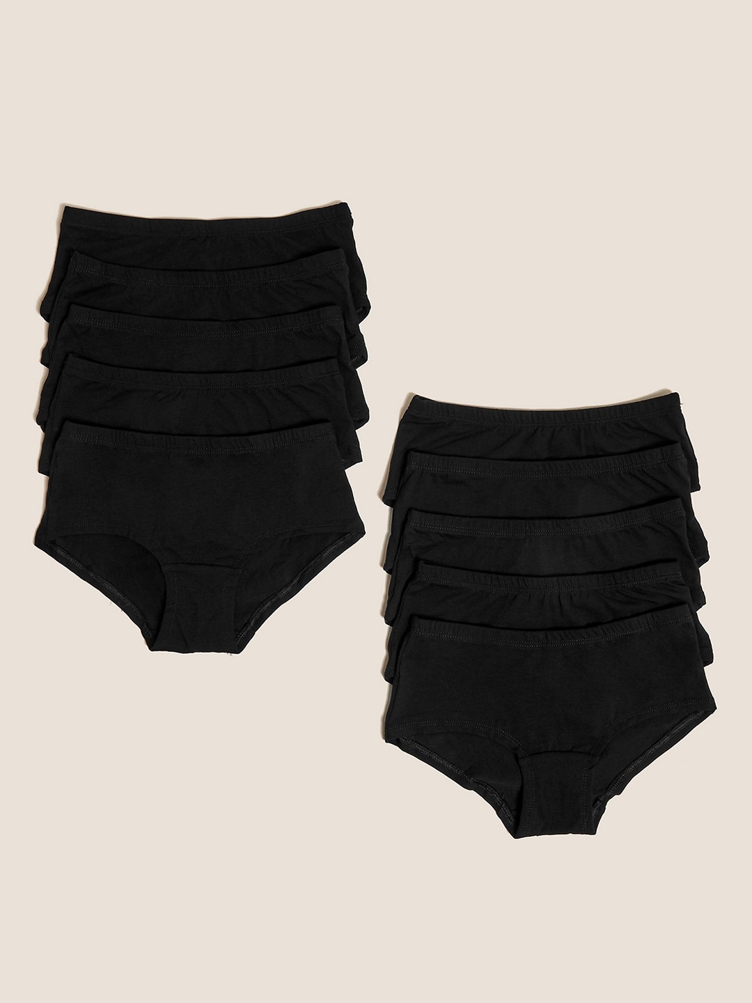 

Marks & Spencer Girls Pack of 10 Black Solid Cotton Basic Briefs