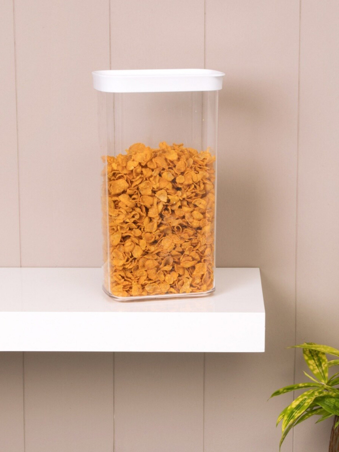 

Home Centre Transparent Solid Plastic Canister With Lid-2.8 L