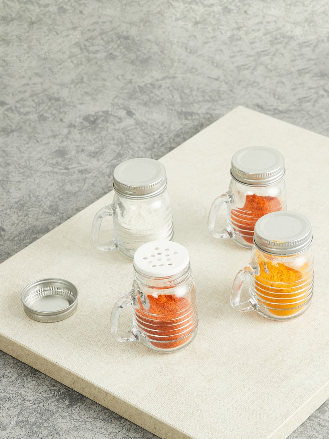 

Home Centre Set of 4 Spice Jar with Glass Lid 70 ml, Transparent