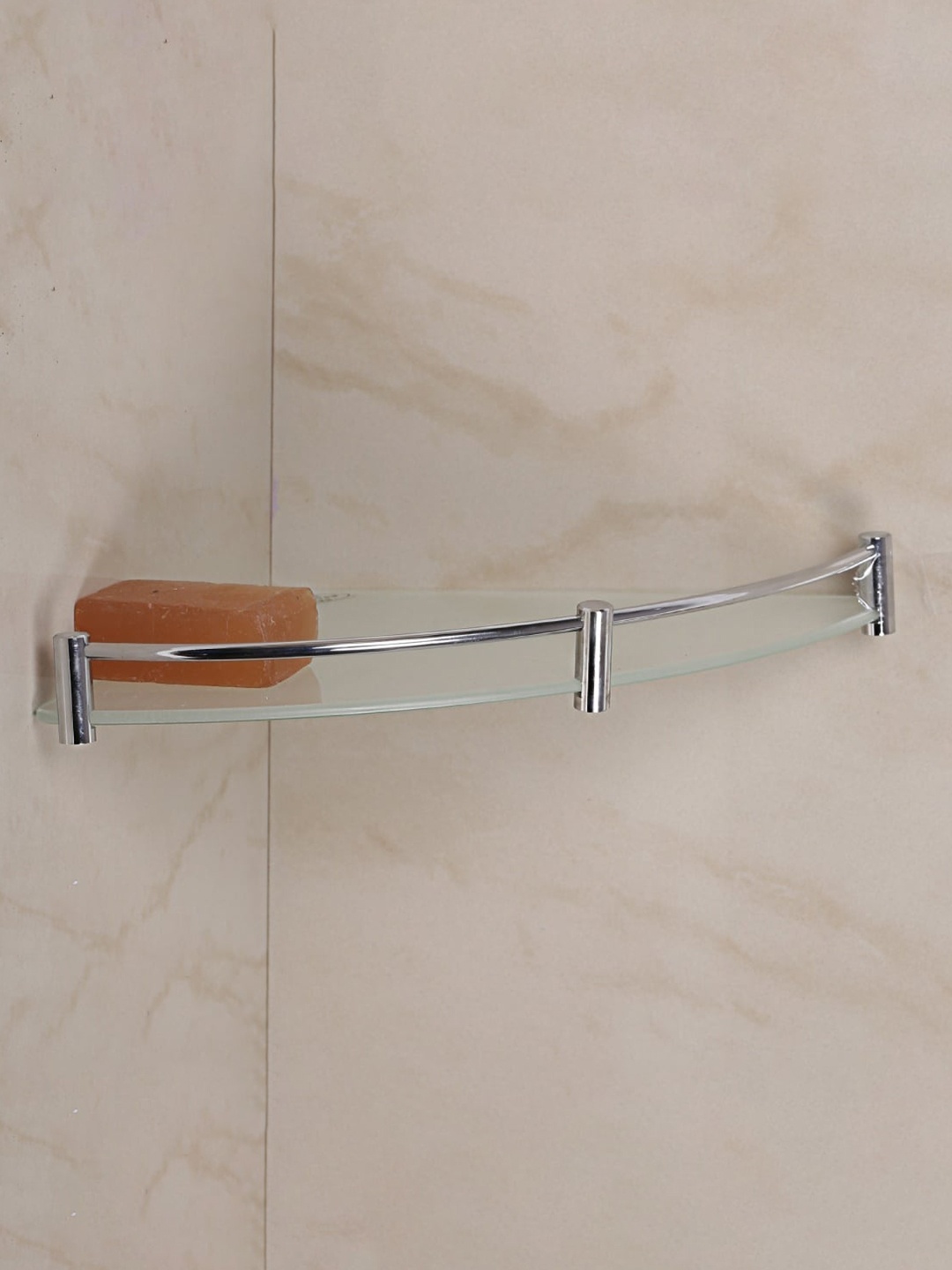 

Home Centre Silver-Toned Solid Steel Triangle Corner Glass Shelf