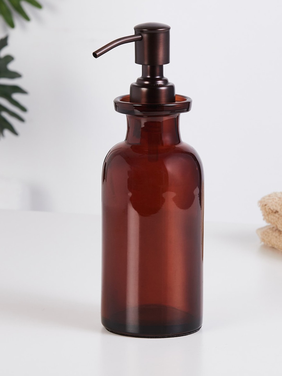 

Home Centre Brown Solid Glass Soap Dispenser