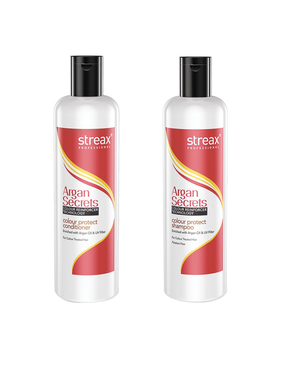 

Streax Professional Set of Argan Secrets Colour Protect Shampoo & Conditioner -250 ml Each, White