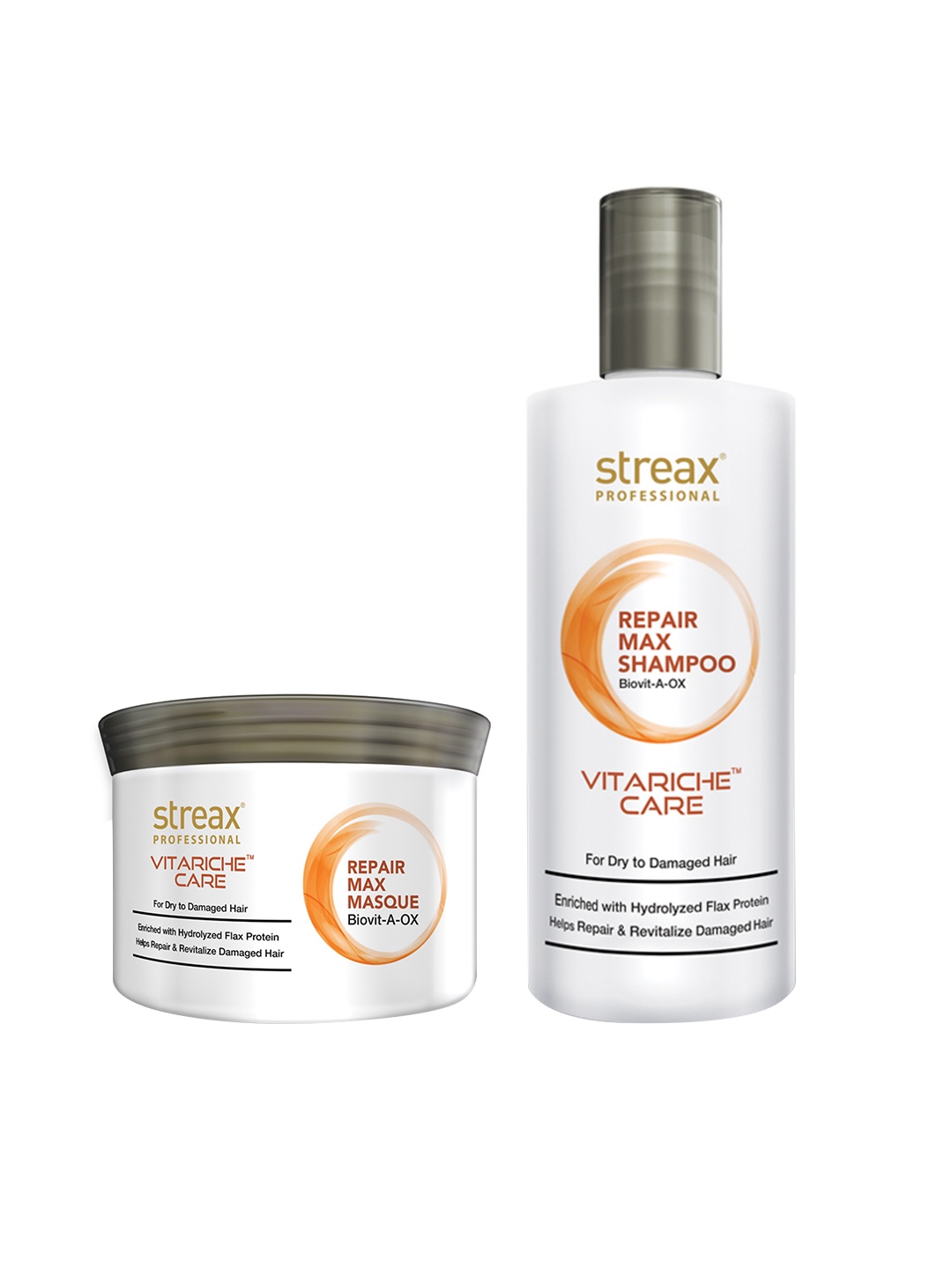 

Streax Professional Set of Vitariche Care Repair Max Shampoo & Conditioner, White