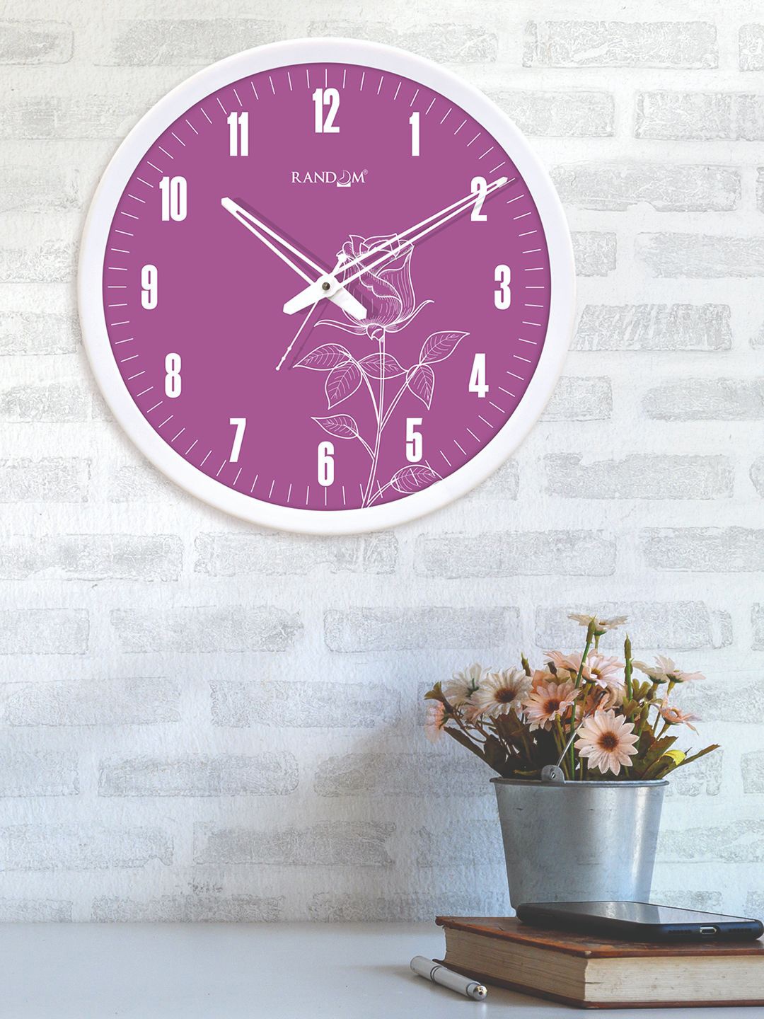 

RANDOM Purple & White Printed Contemporary Analogue Wall Clock