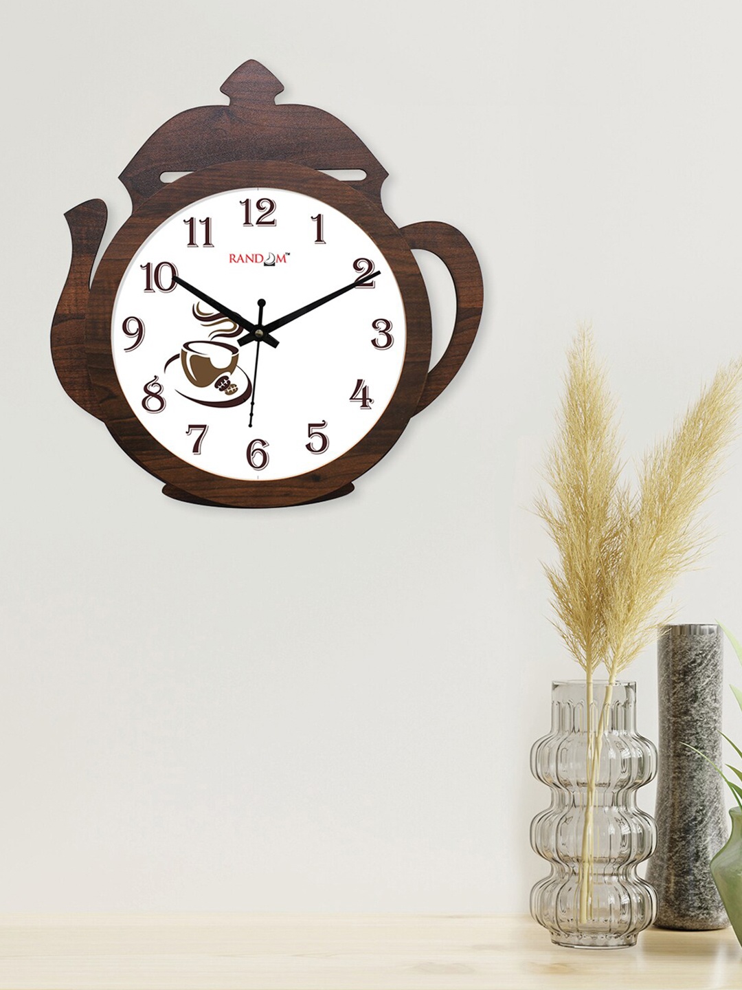 

RANDOM Brown & White Printed Contemporary Analogue Wall Clock