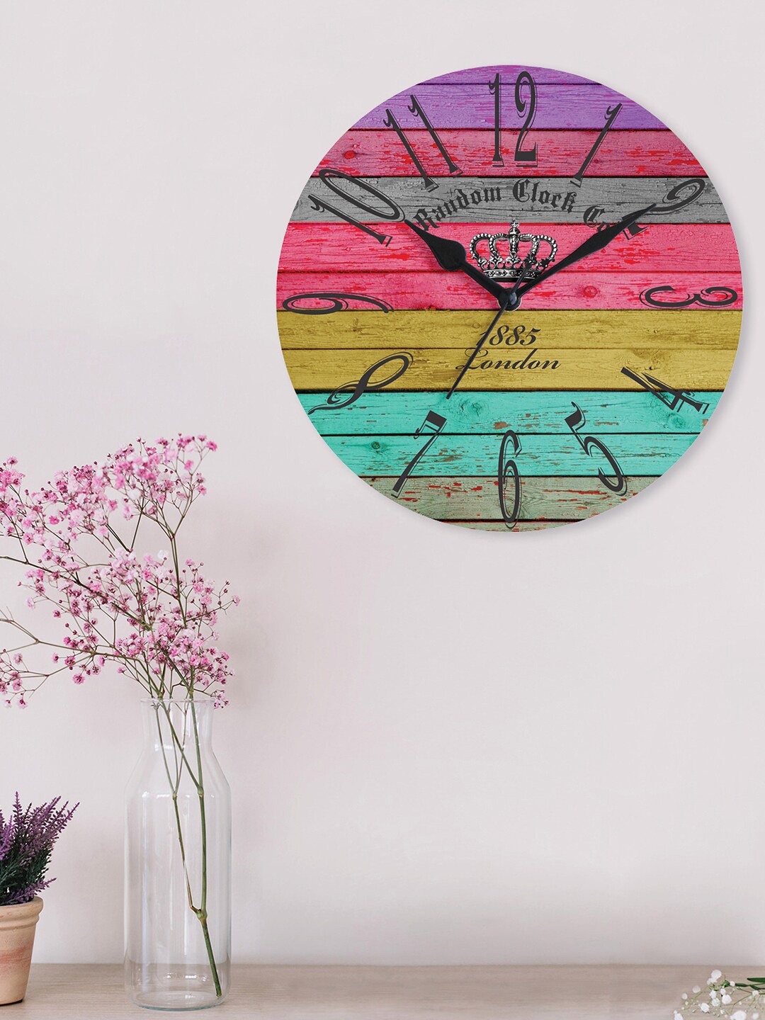 

RANDOM Multicoloured Printed Contemporary Wall Clock, Multi