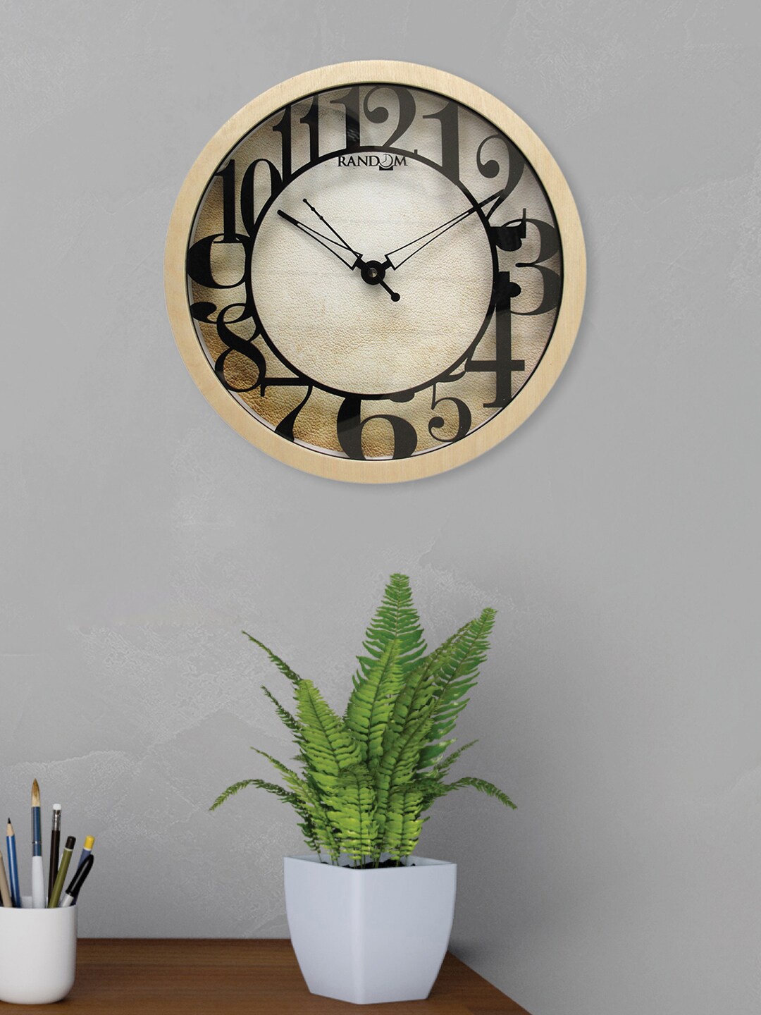 

RANDOM Beige Printed Contemporary Wall Clock
