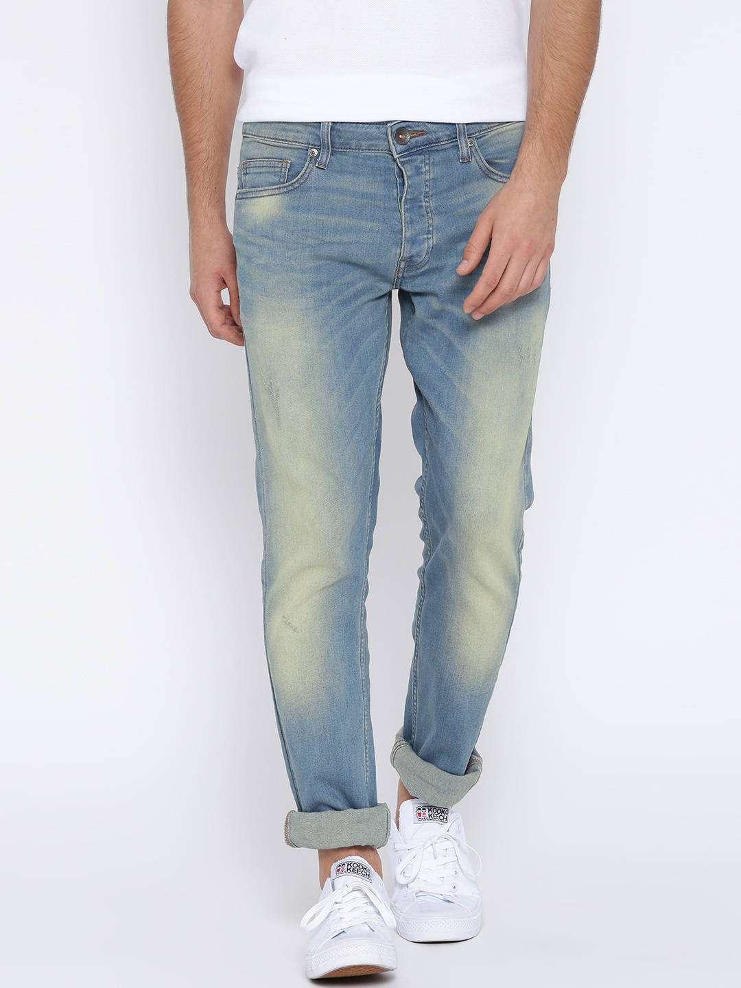 

United Colors of Benetton Men Blue Skinny Low Distress Stretchable Jeans