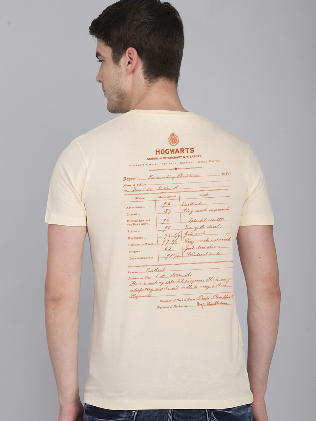 

Free Authority Men Cream-Coloured Fantastic Beasts Front And Back Printed Tshirt