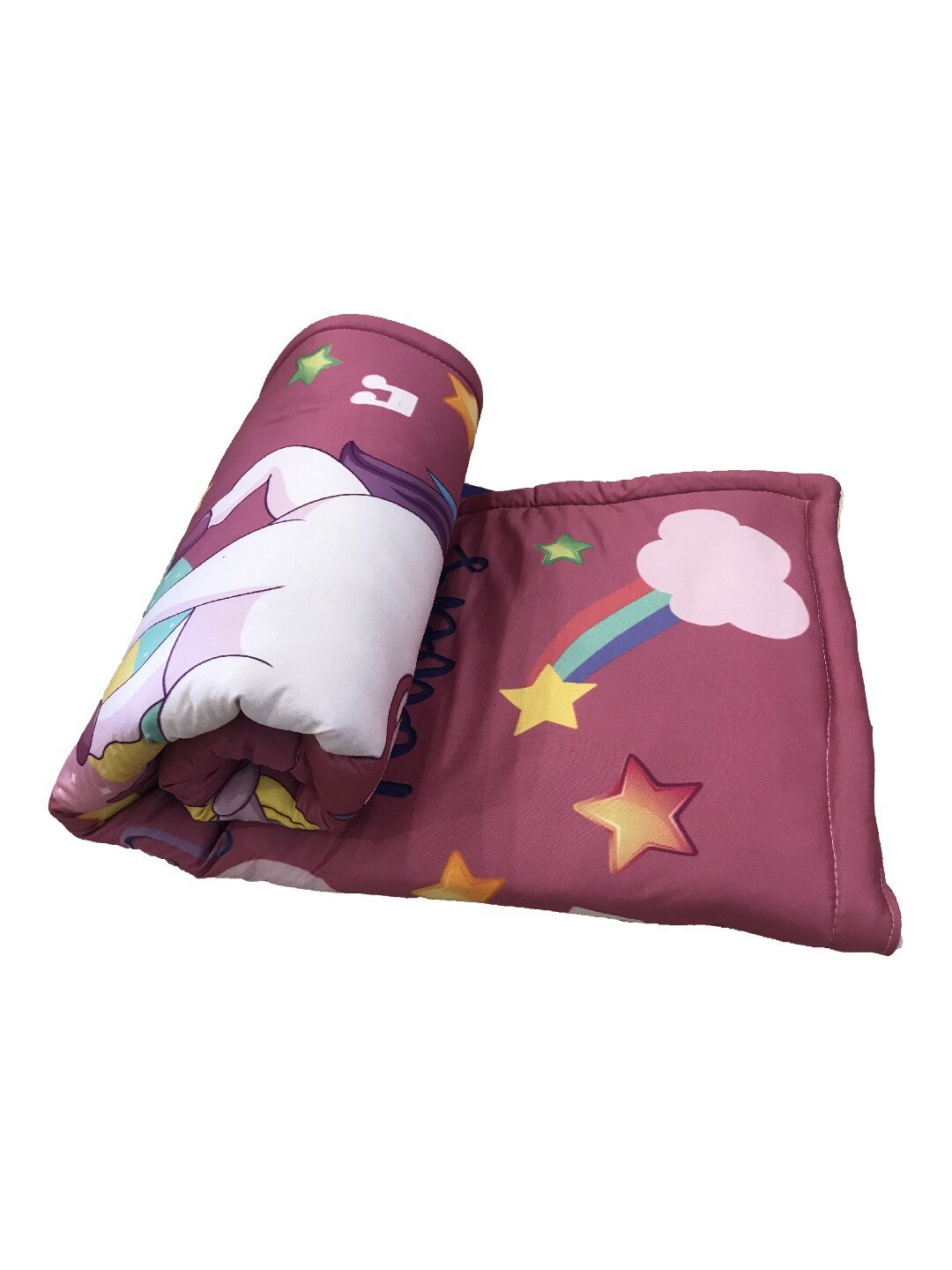 

Disney Pink & White Cartoon Characters AC Room 110 GSM Single Bed Quilt