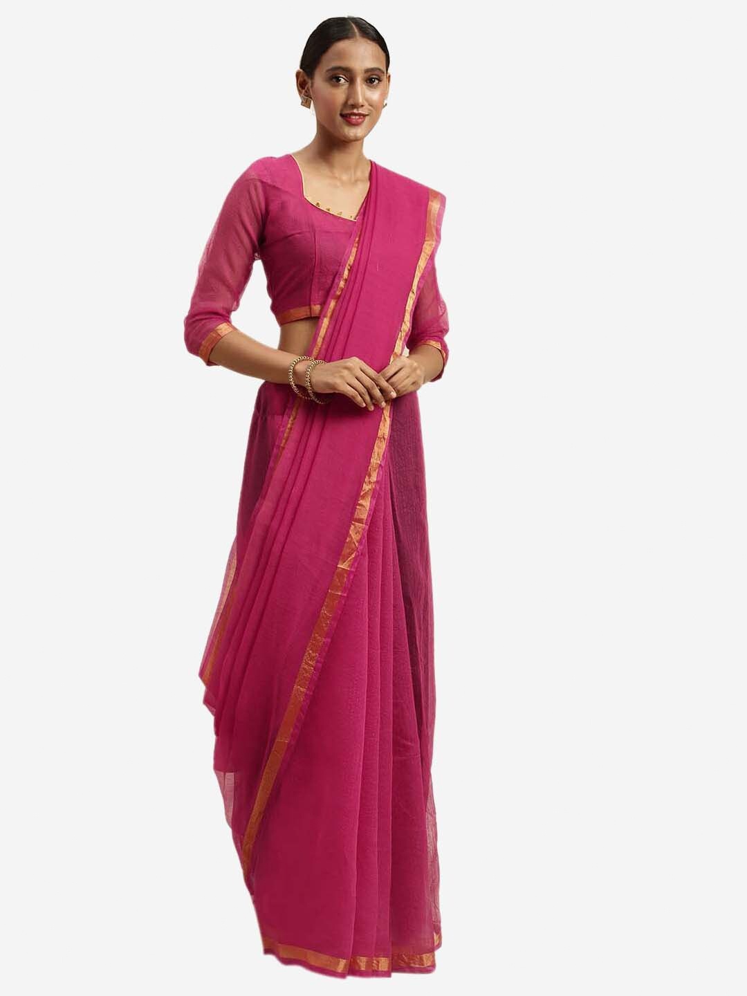 

KALINI Magenta & Golden Zari Art Silk Saree