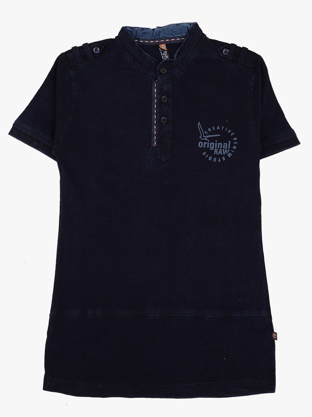 

V-Mart Boys Blue Mandarin Collar T-shirt