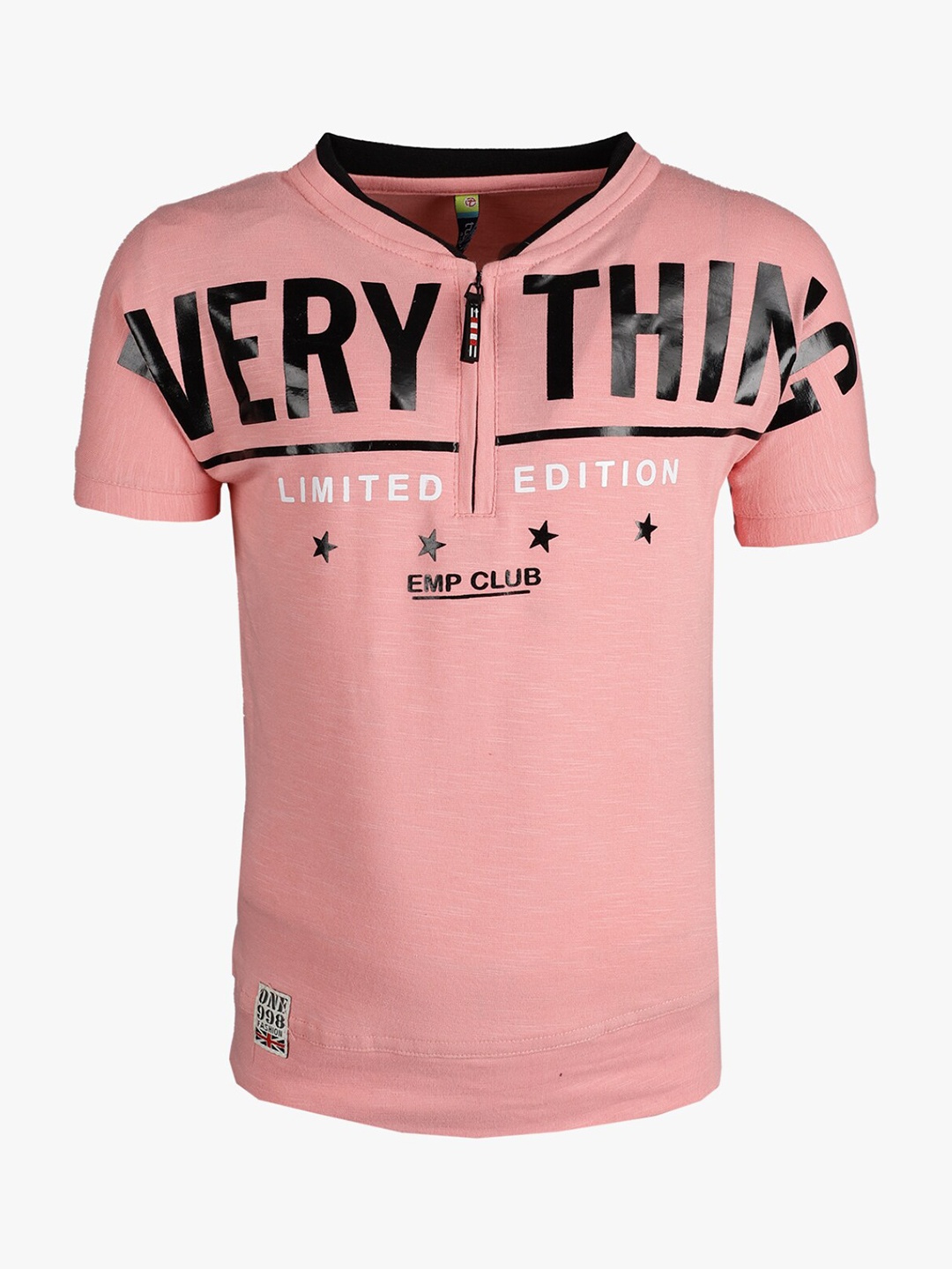 

V-Mart Boys Pink Typography Printed Henley Neck T-shirt