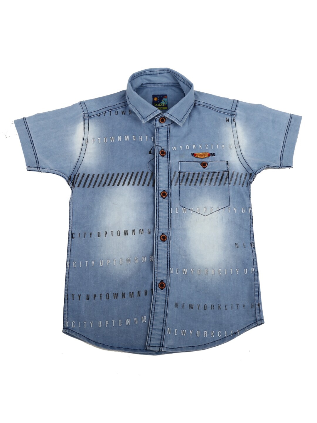 

V-Mart Boys Blue Standard Faded Cotton Casual Shirt