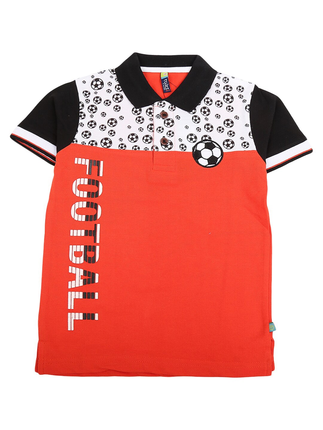 

V-Mart Boys Orange & White Printed Polo Collar T-shirt