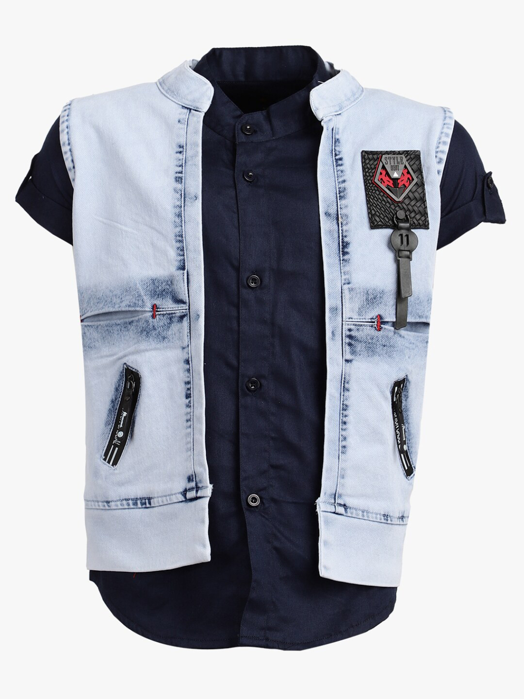 

V-Mart Boys Navy Blue Standard Casual Shirt