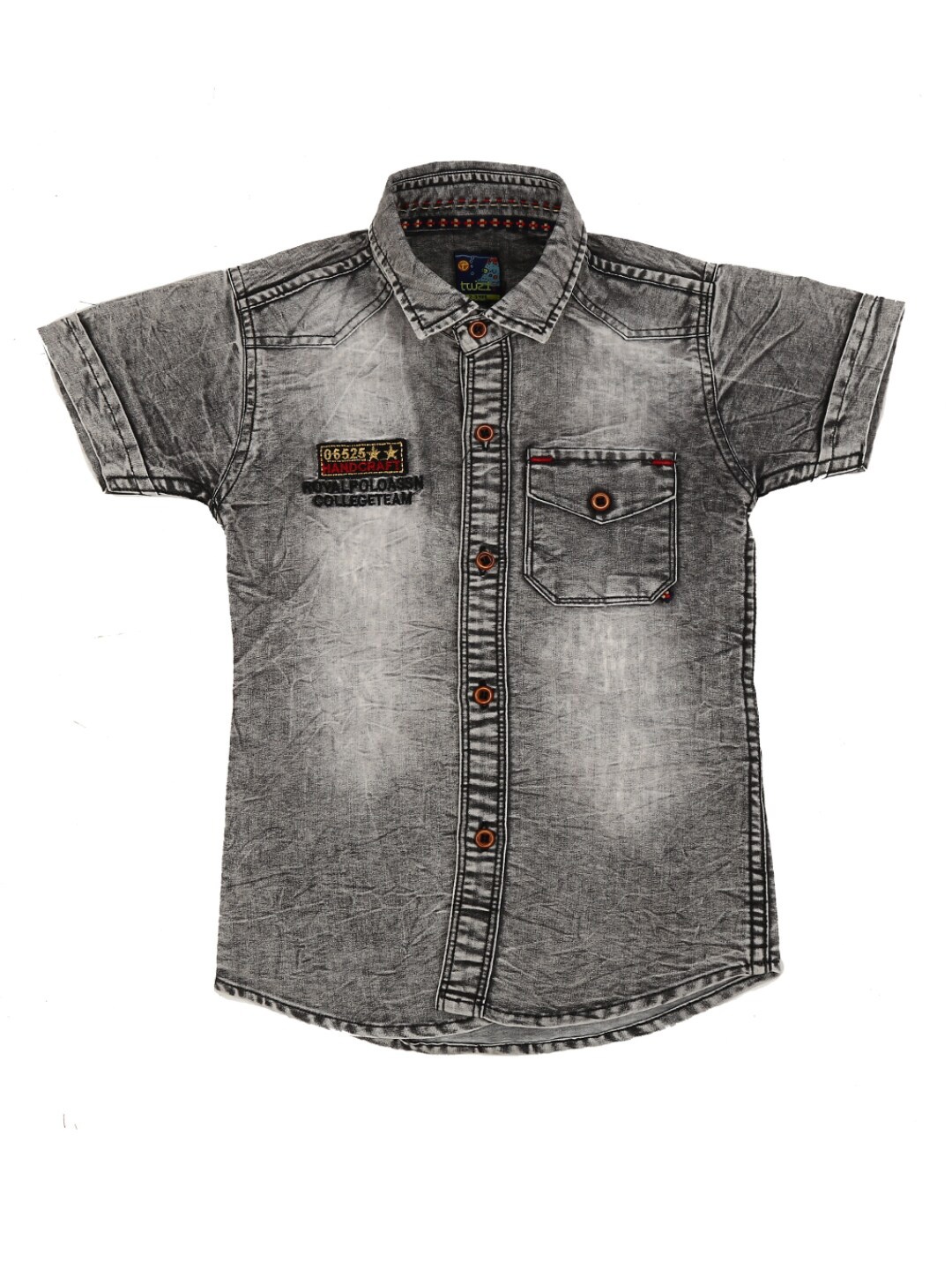 

V-Mart Boys Black Standard Faded Casual Denim Shirt