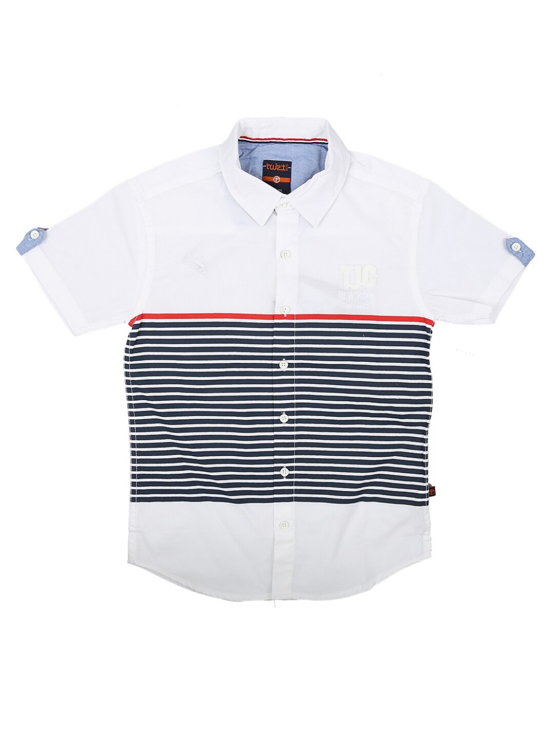 

V-Mart Boys White Standard Horizontal Striped Casual Shirt