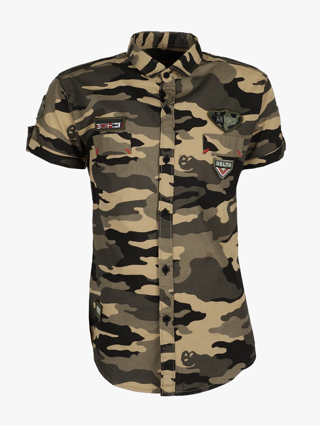 

V-Mart Boys Olive & Grey Standard Printed Casual Shirt