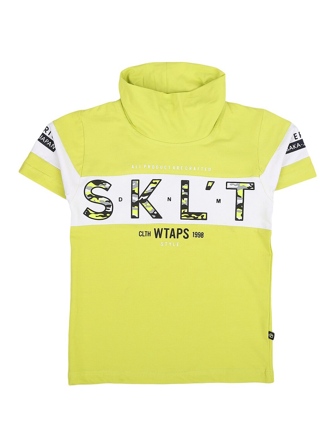 

V-Mart Boys Lime Green Typography Printed High Neck T-shirt