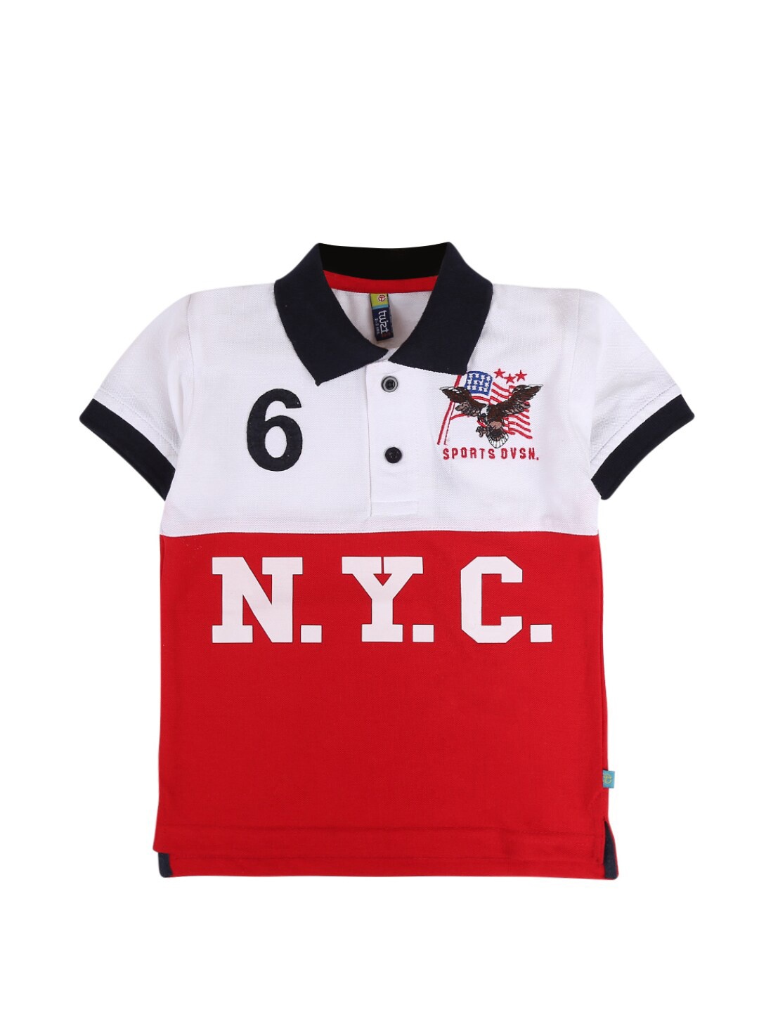 

V-Mart Boys Red & White Printed Polo Collar T-shirt