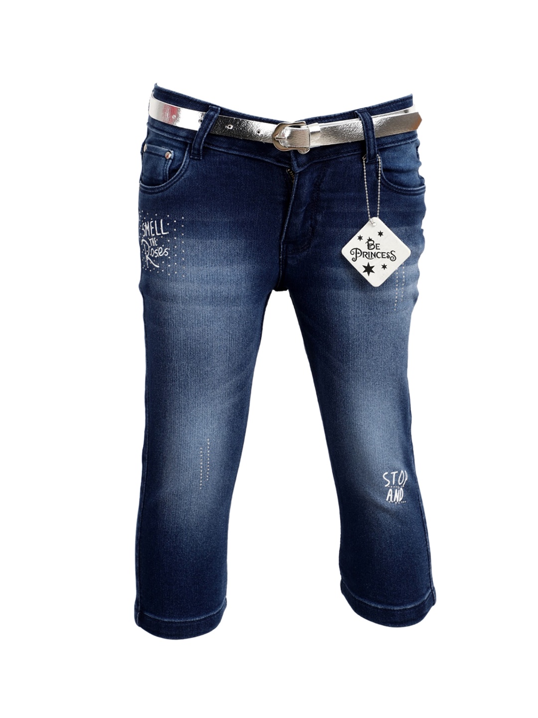 

V-Mart Girls Blue Solid Cotton Heavy Fade Jeans