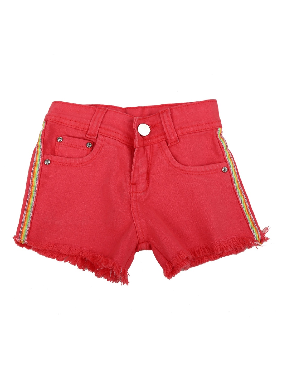 

V-Mart Girls Orange Solid Cotton Denim Shorts