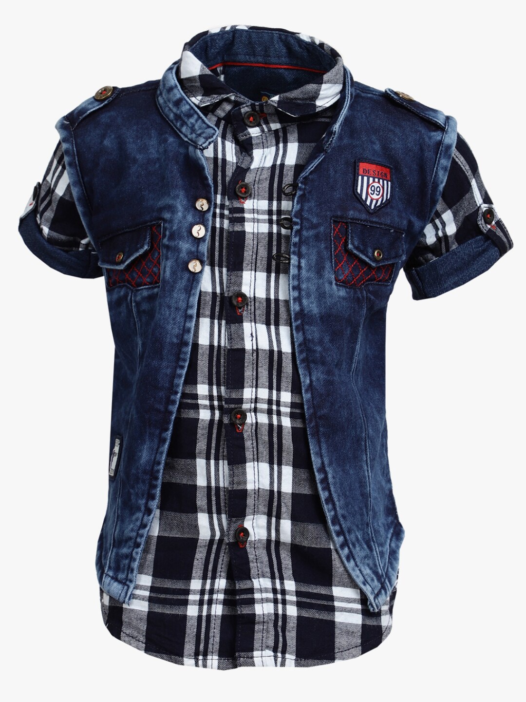 

V-Mart Boys Navy Blue & White Standard Tartan Checked Casual Shirt