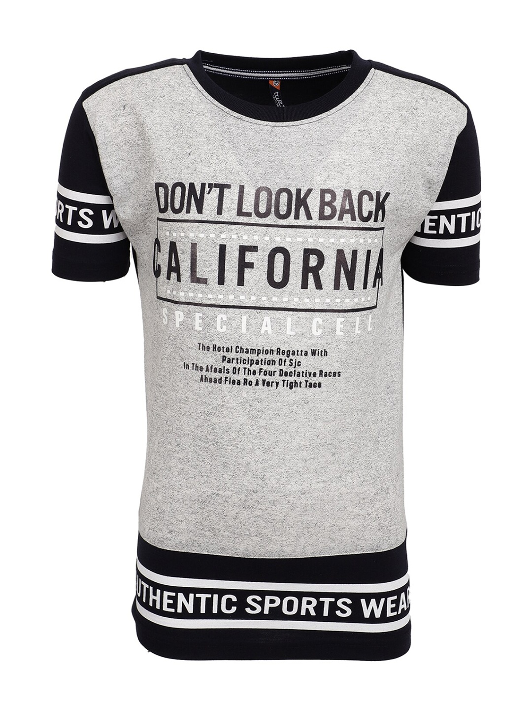 

V-Mart Boys Grey Typography Printed Applique T-shirt cotton