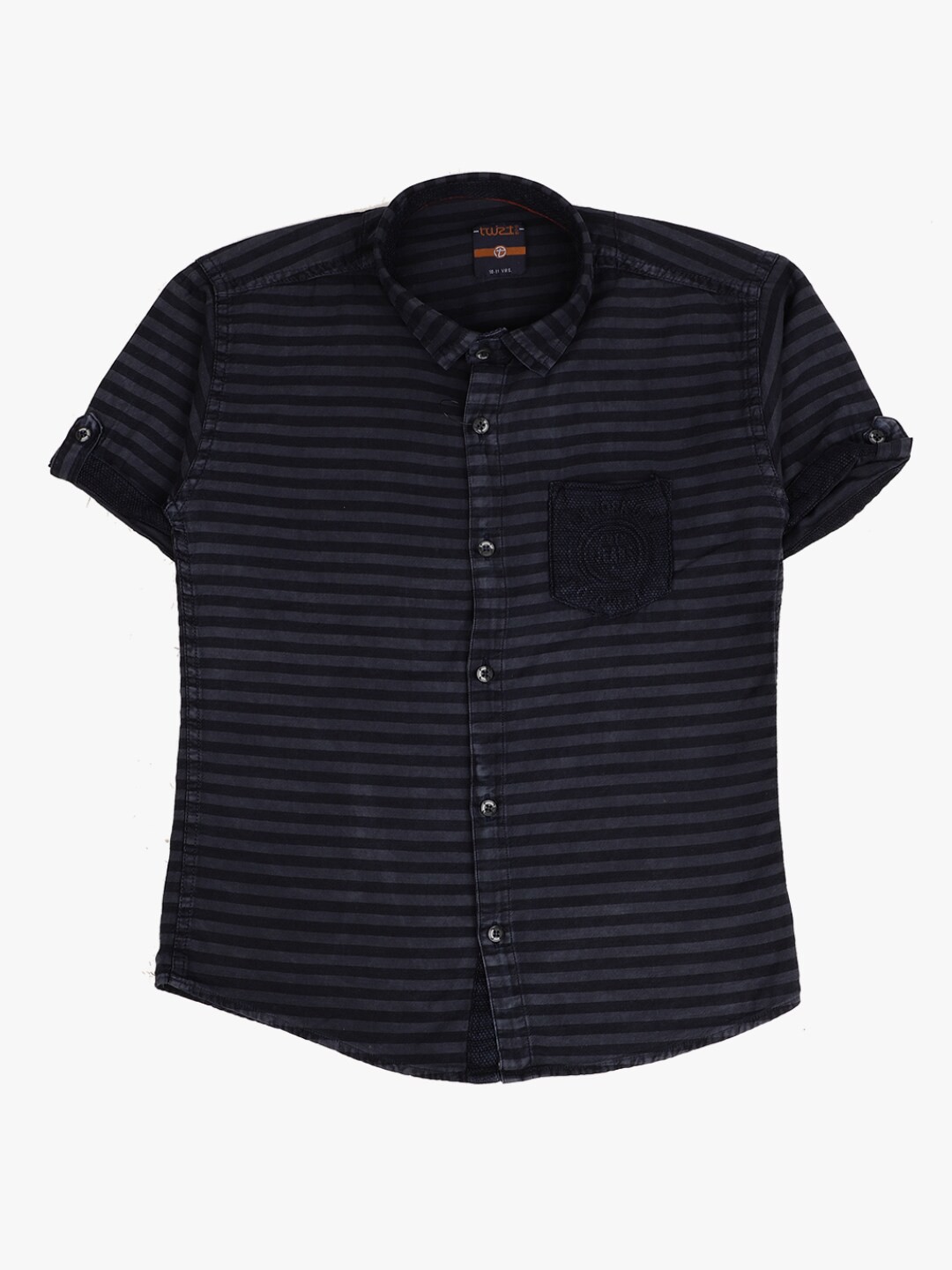 

V-Mart Boys Navy Blue & Grey Standard Horizontal Striped Casual Shirt