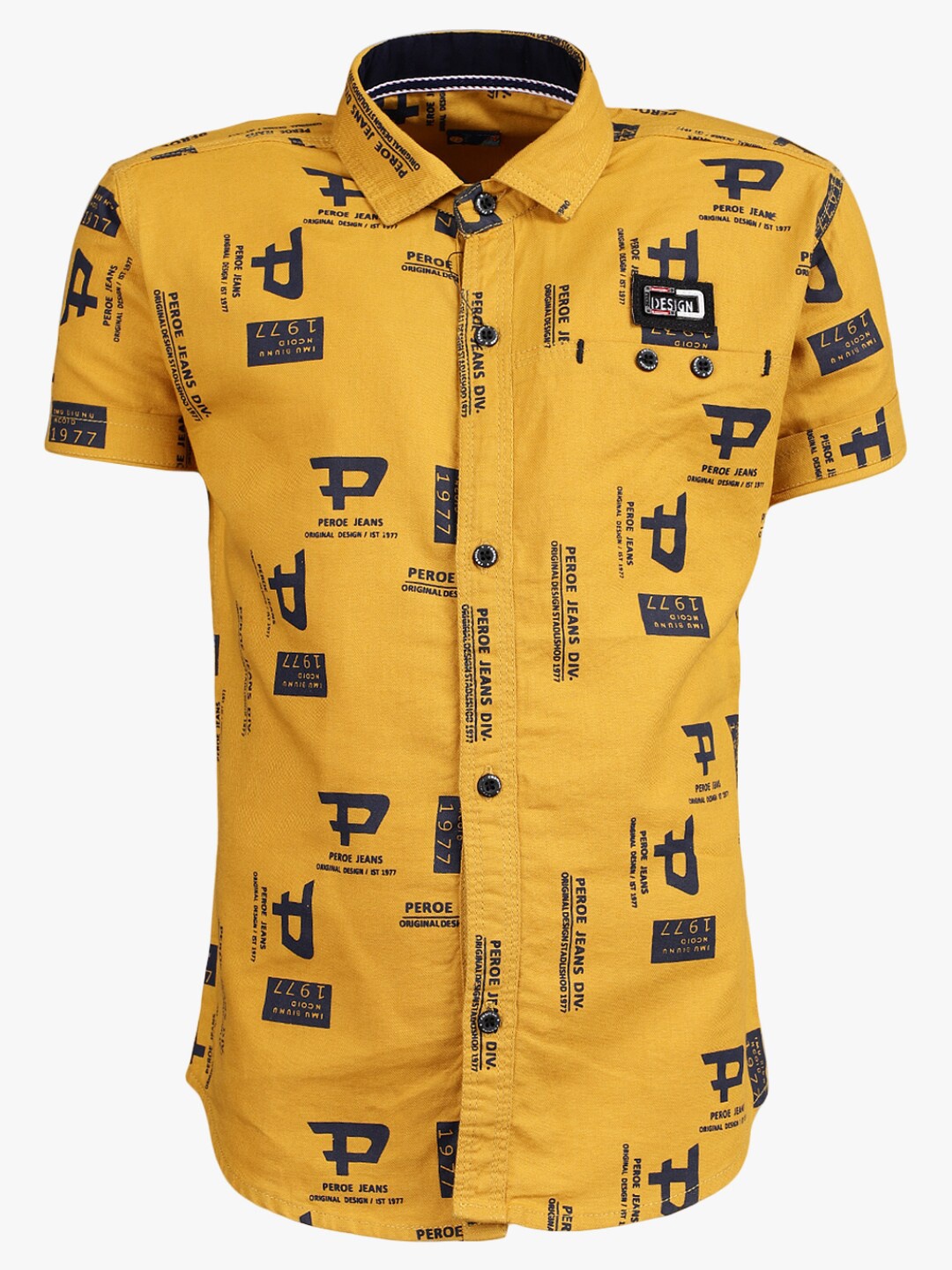 

V-Mart Boys Yellow Standard Printed Casual Shirt cotton