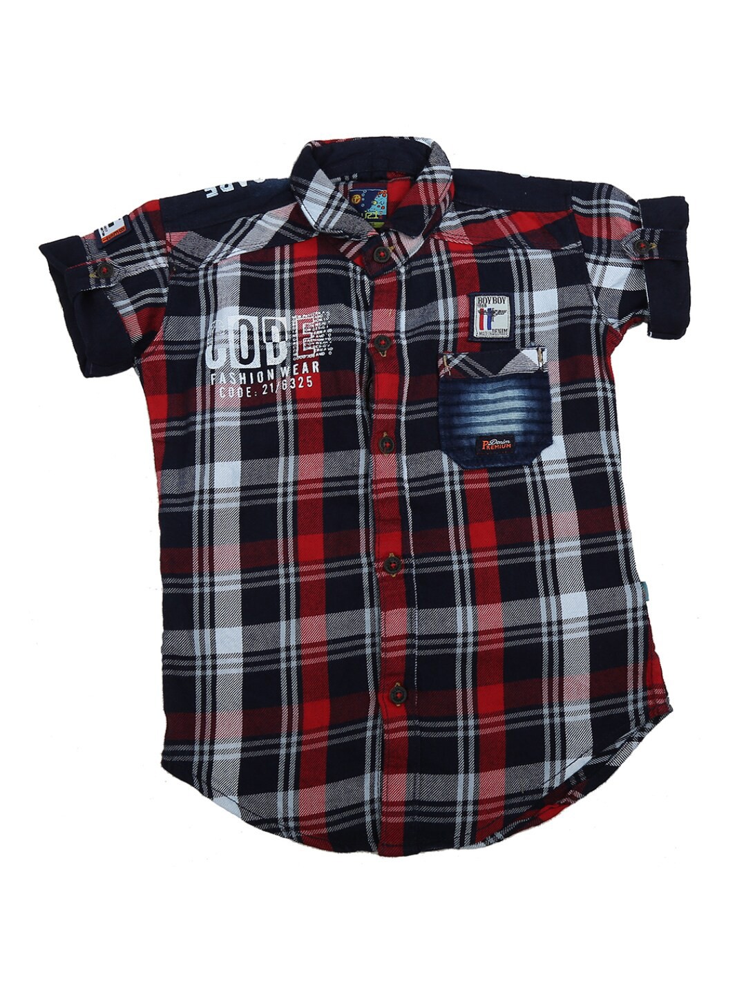 

V-Mart Boys Red Standard Regular Fit Tartan Checked Cotton Casual Shirt
