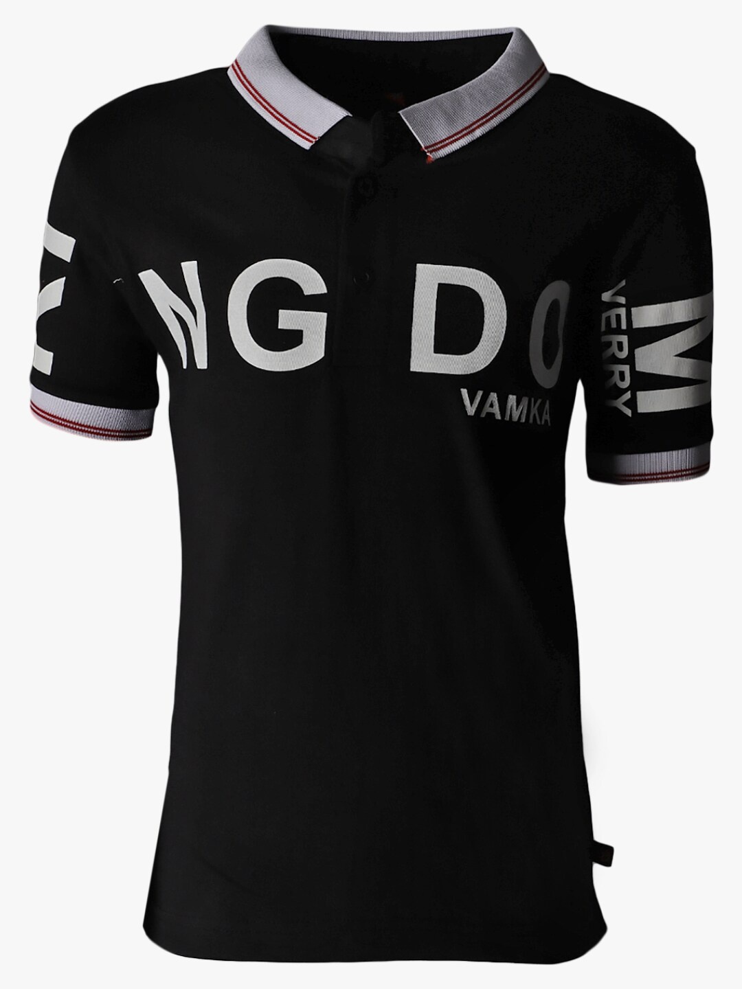 

V-Mart Boys Black Typography Printed Polo Collar T-shirt