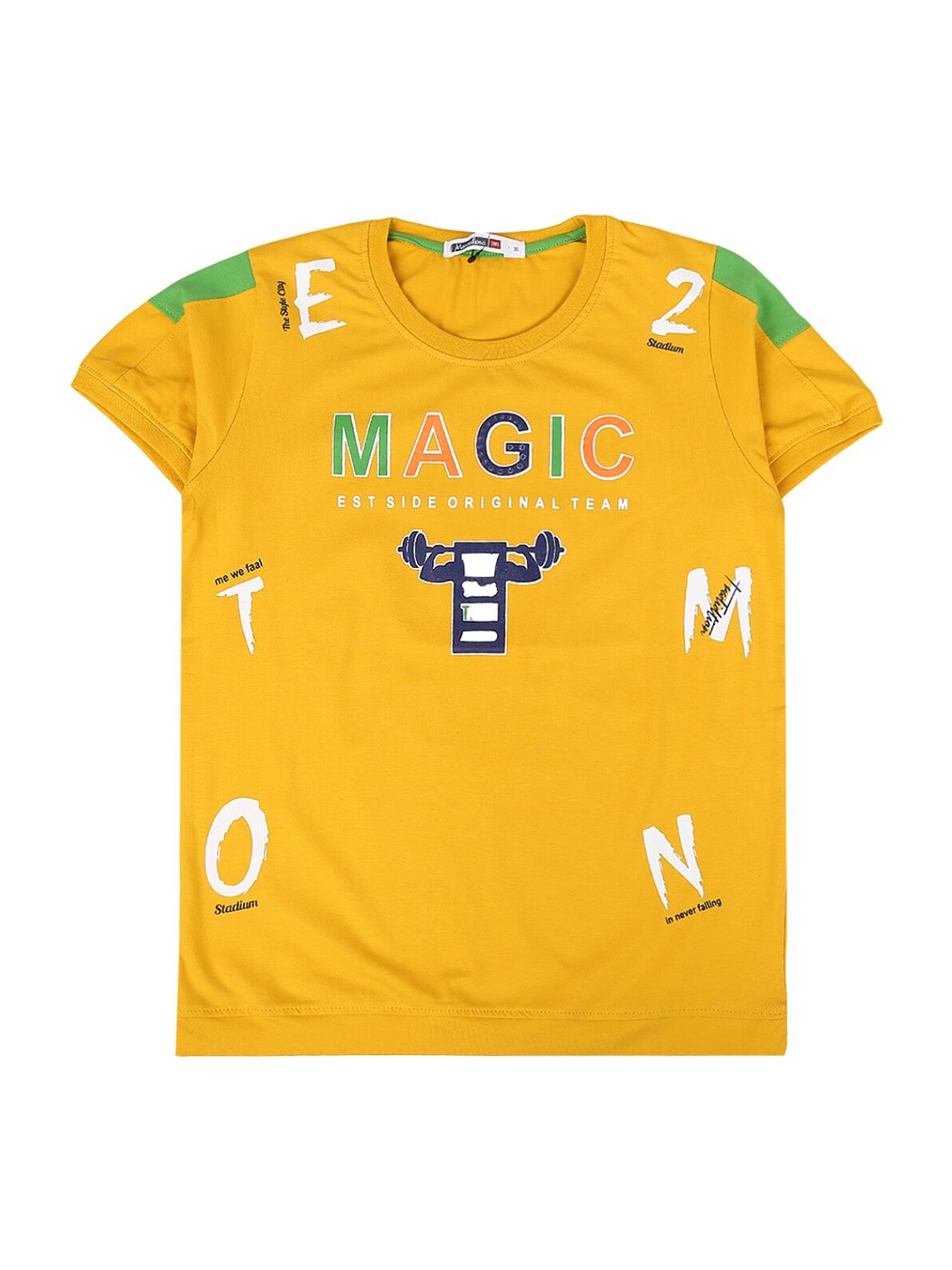 

V-Mart Boys Yellow & Green Typography Printed T-shirt