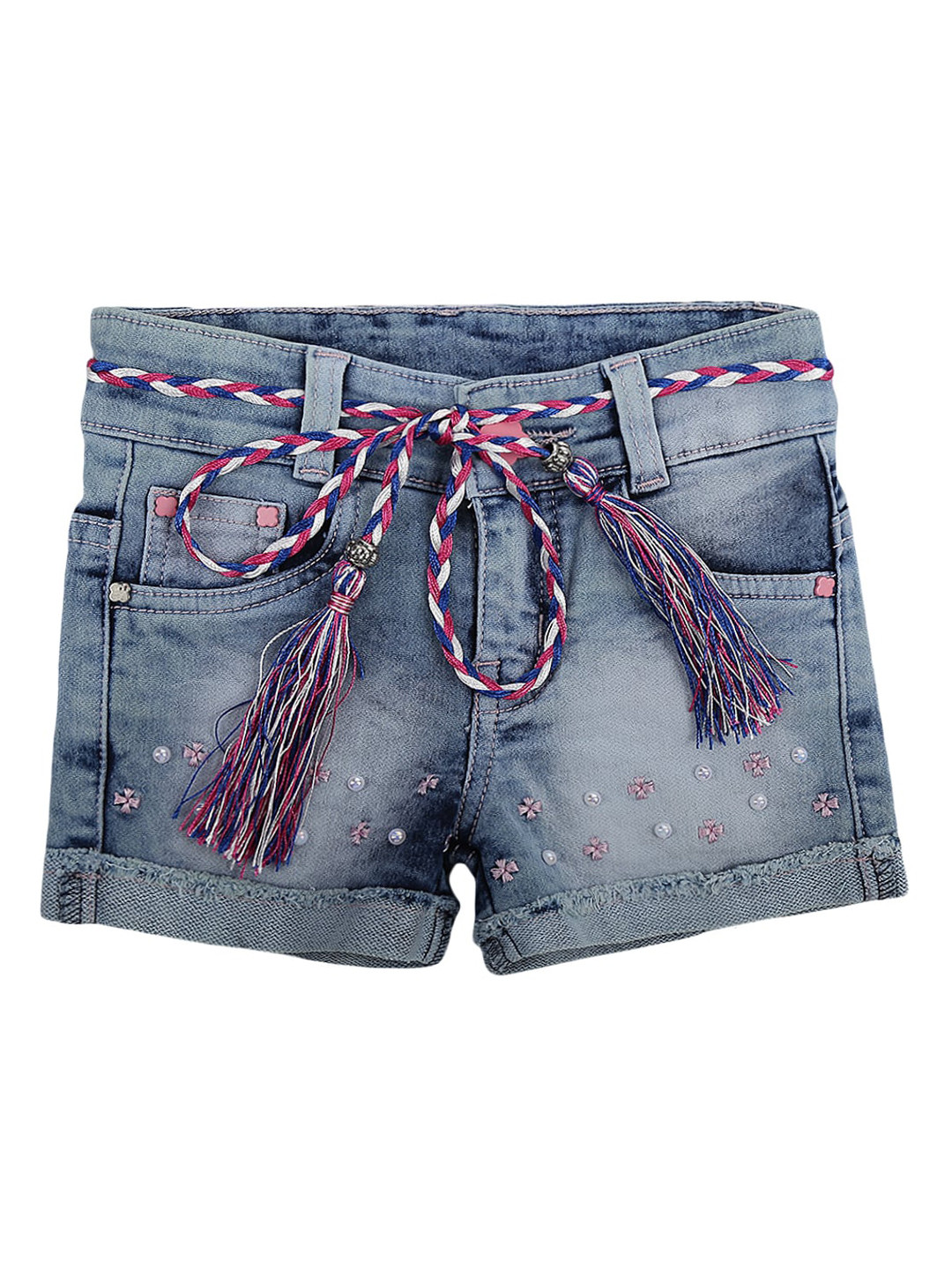 

V-Mart Girls Blue Washed Denim Shorts