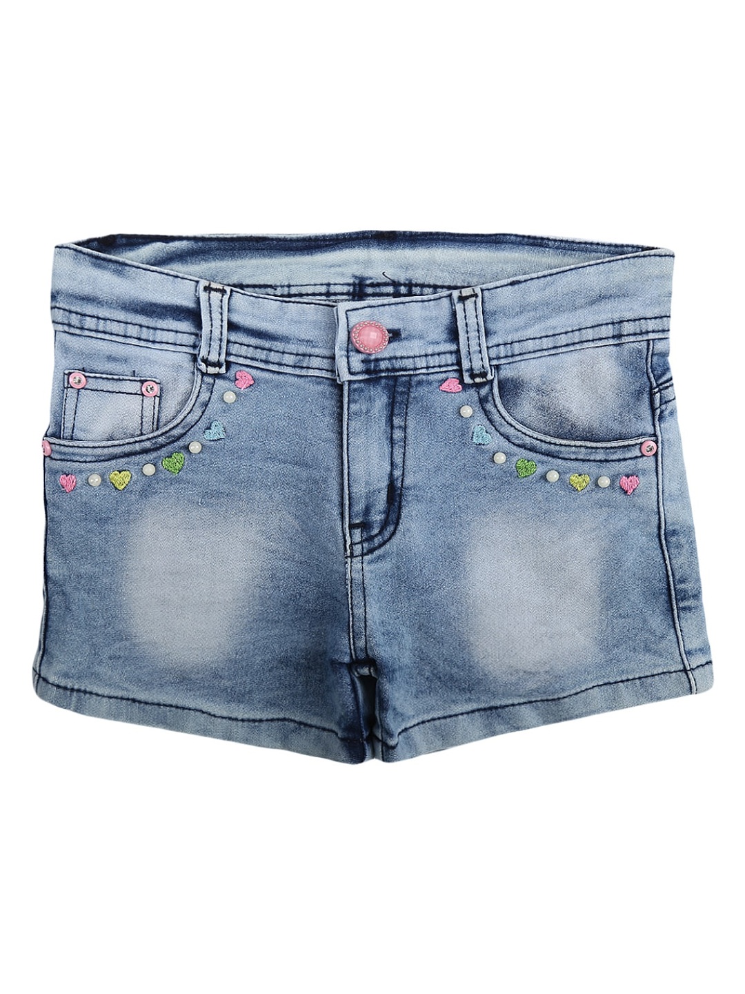 

V-Mart Girls Blue Washed Denim Shorts