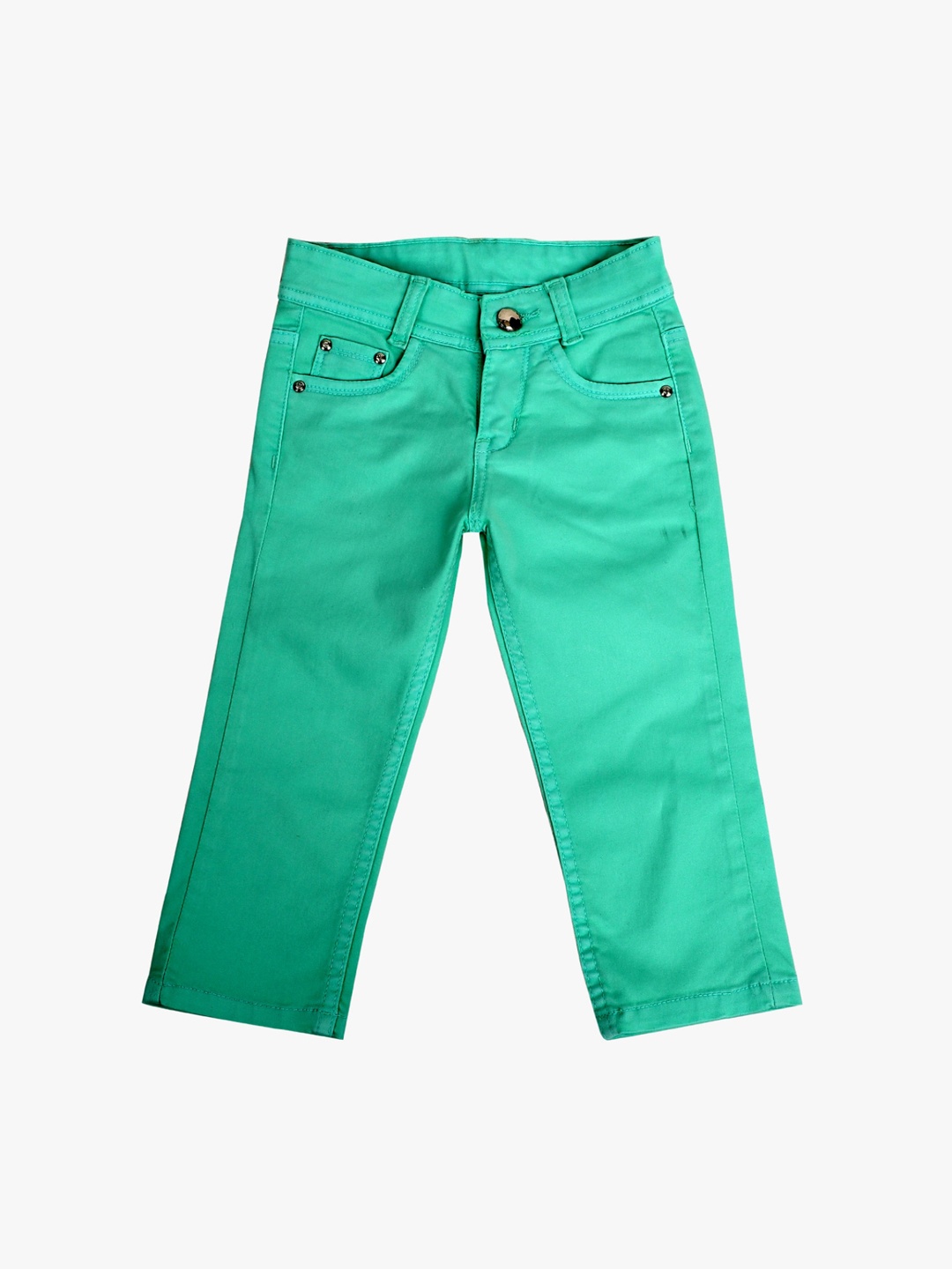 

V-Mart Girls Aqua Blue Solid Cotton Capris