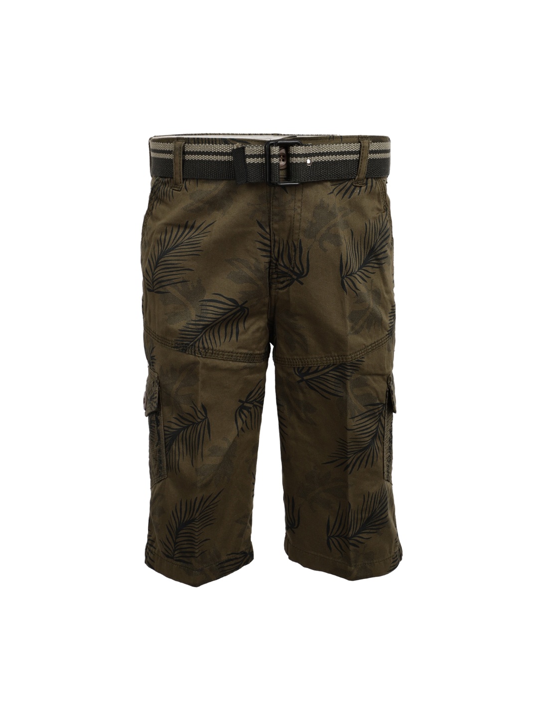 

V-Mart Boys Olive Green Floral Cargo Shorts
