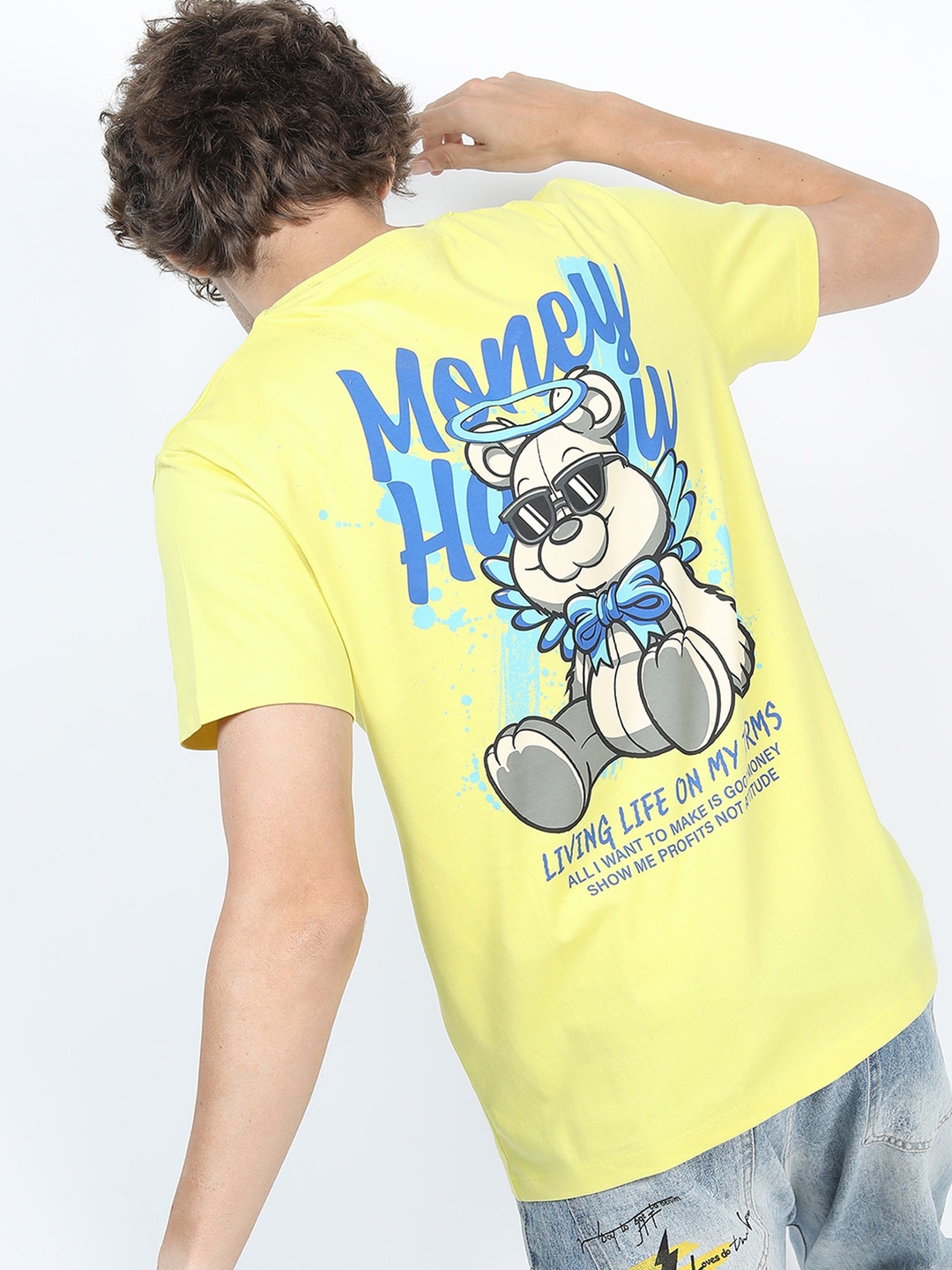 

KETCH Men Lime Green & Blue Typography Printed Slim Fit T-shirt