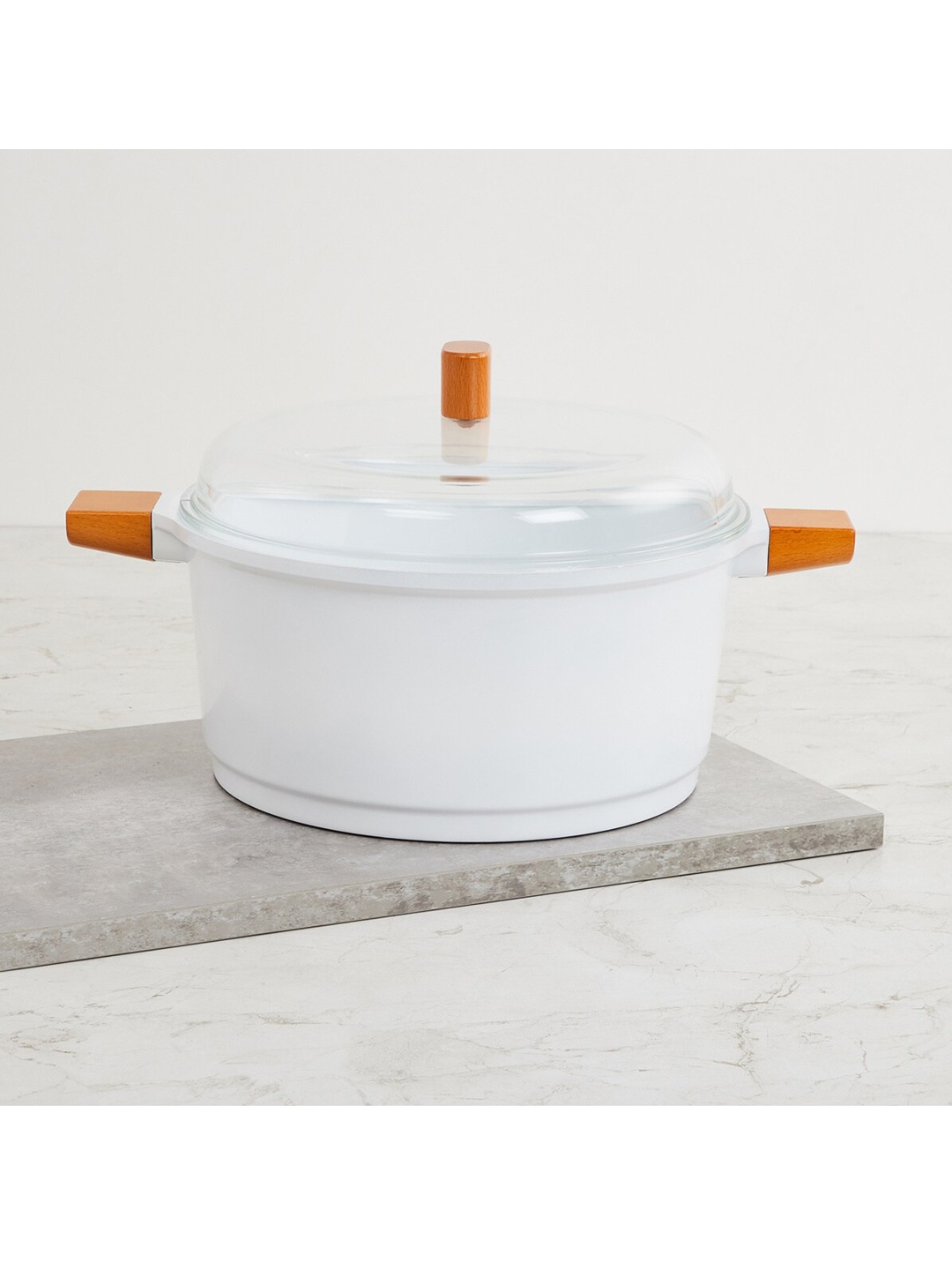 

Home Centre White Solid Aluminium Casserole with Lid