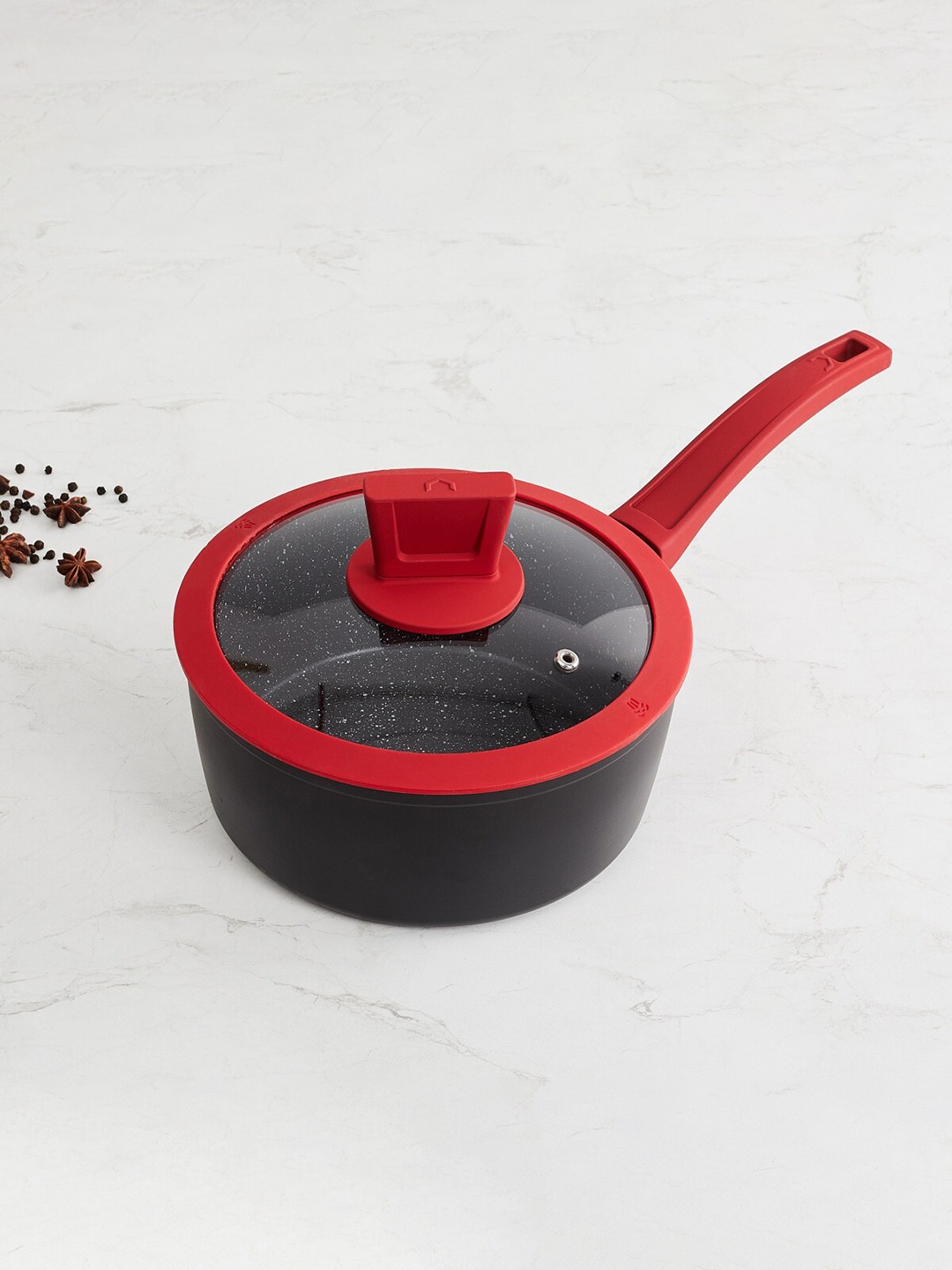 

Home Centre Black Solid Aluminium Sauce Pan With Lid