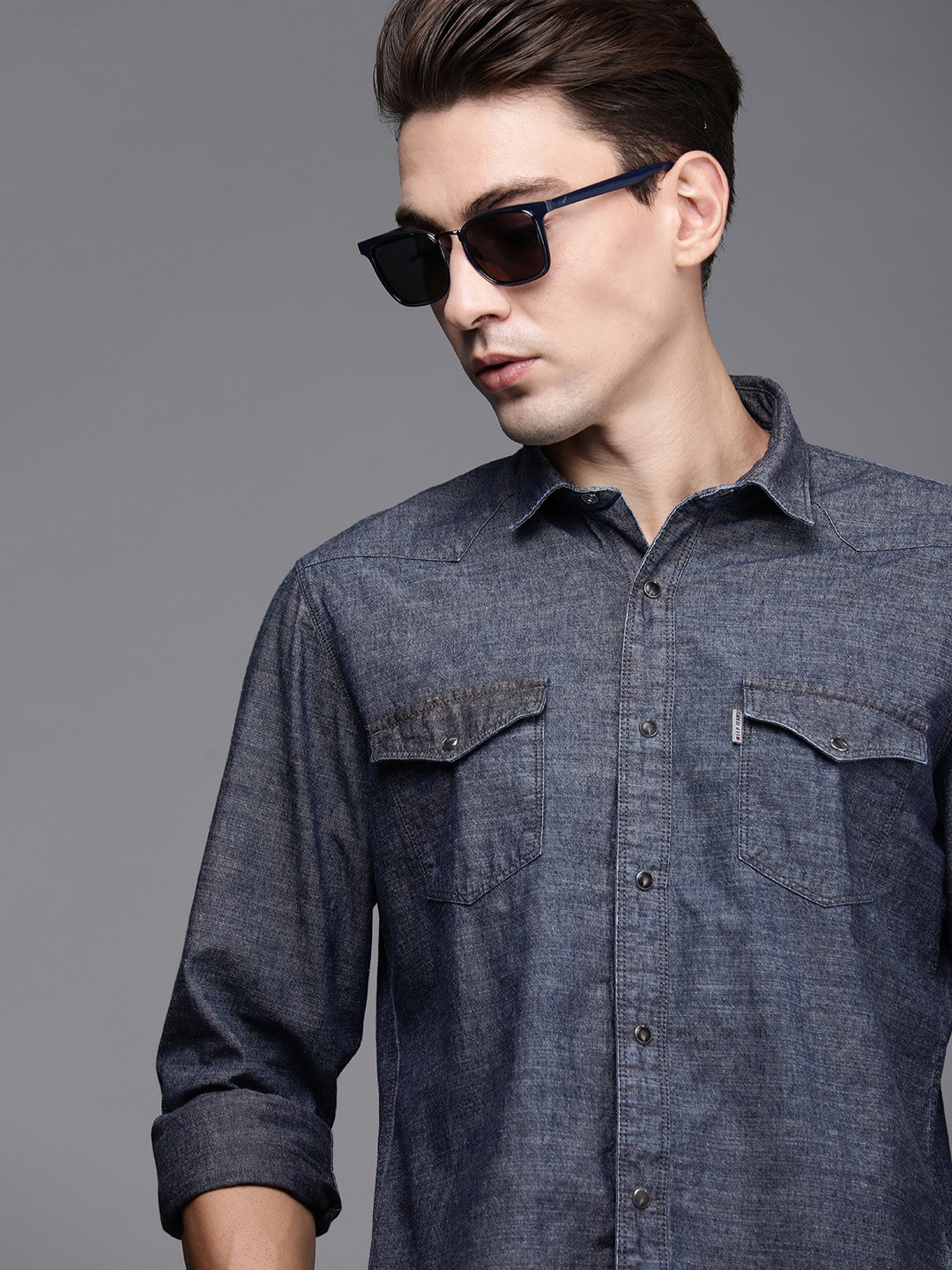 

Louis Philippe Jeans Men Blue Slim Fit Pure Cotton Casual Shirt