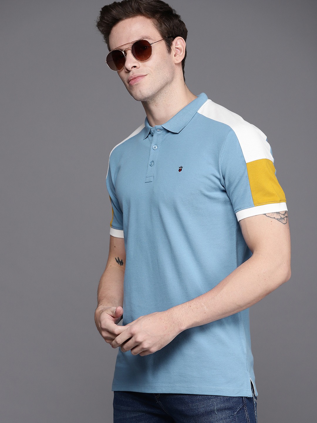 

Louis Philippe Jeans Men Blue Polo Collar Pure Cotton T-shirt