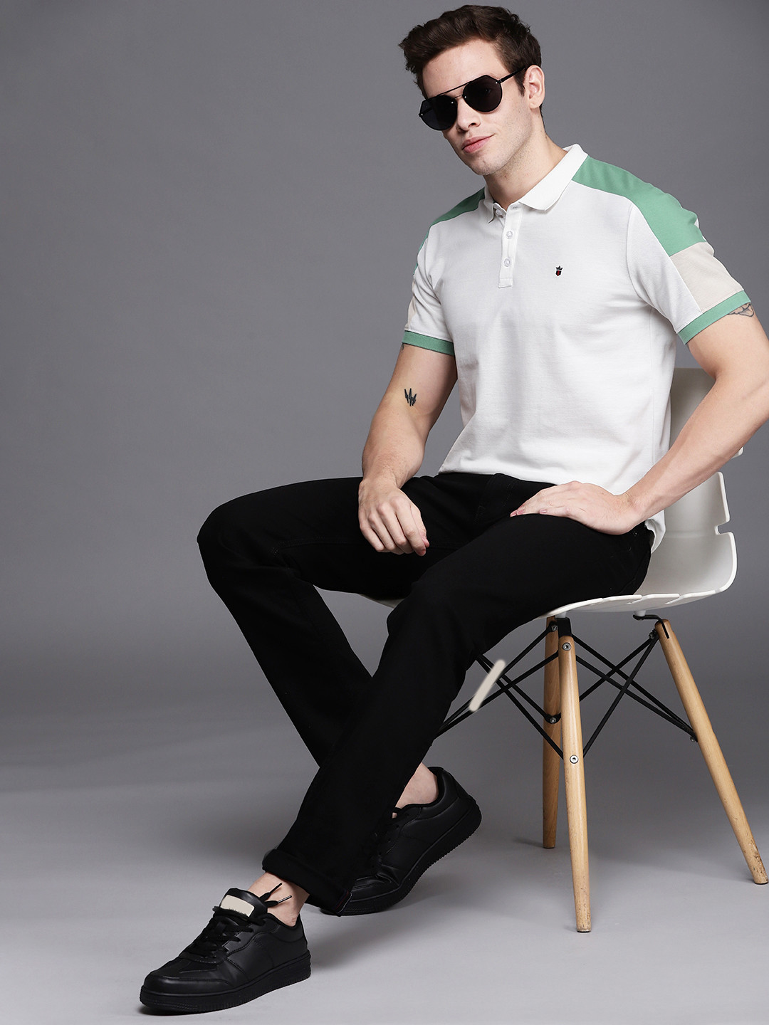 

Louis Philippe Jeans Men White Polo Collar Pure Cotton T-shirt