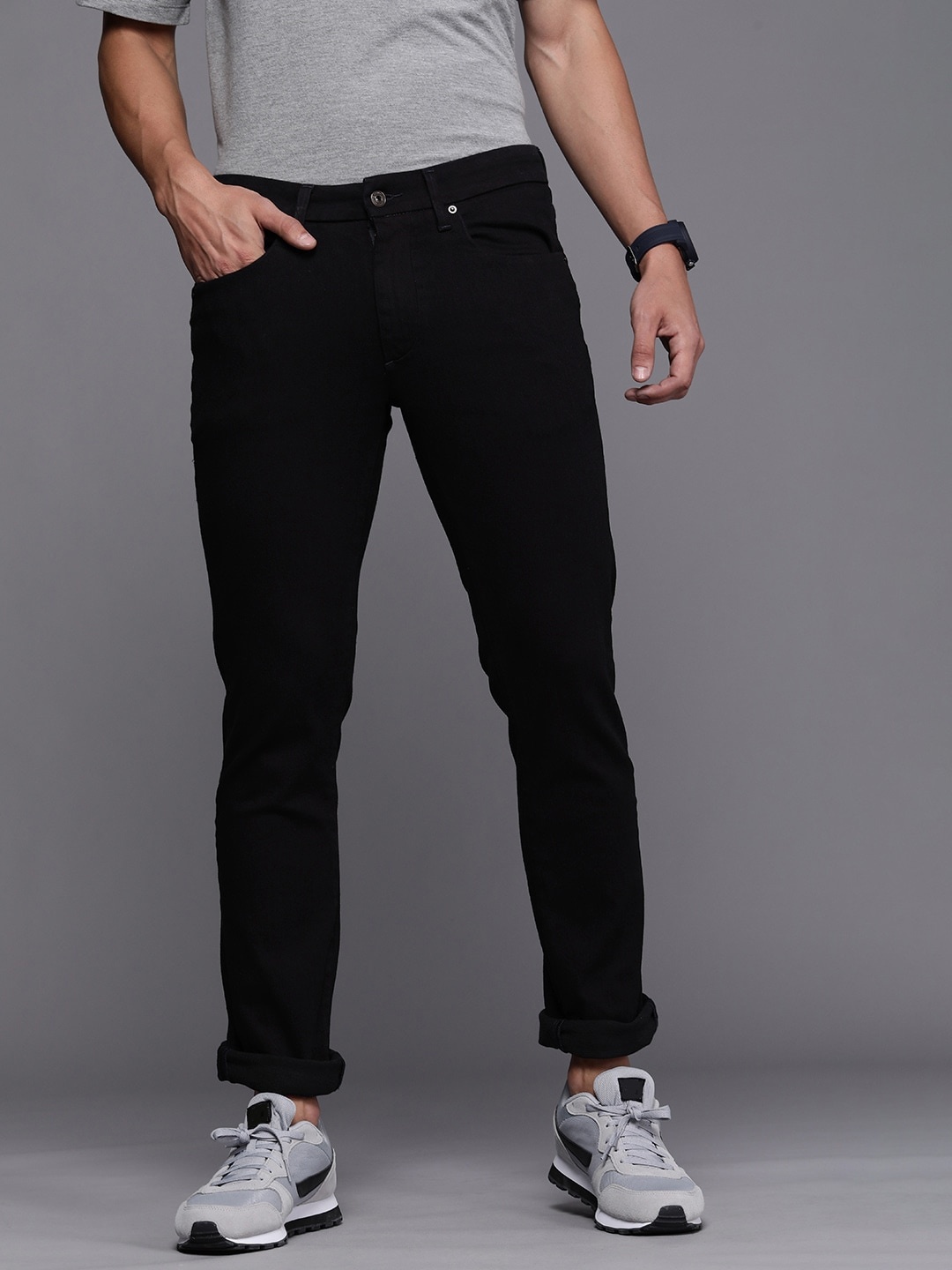 

Louis Philippe Jeans Men Navy Blue Slim Fit Low-Rise Stretchable Jeans