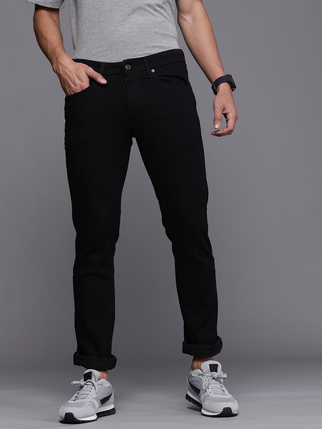 

Louis Philippe Jeans Men Navy Blue Slim Fit Low-Rise Stretchable Jeans